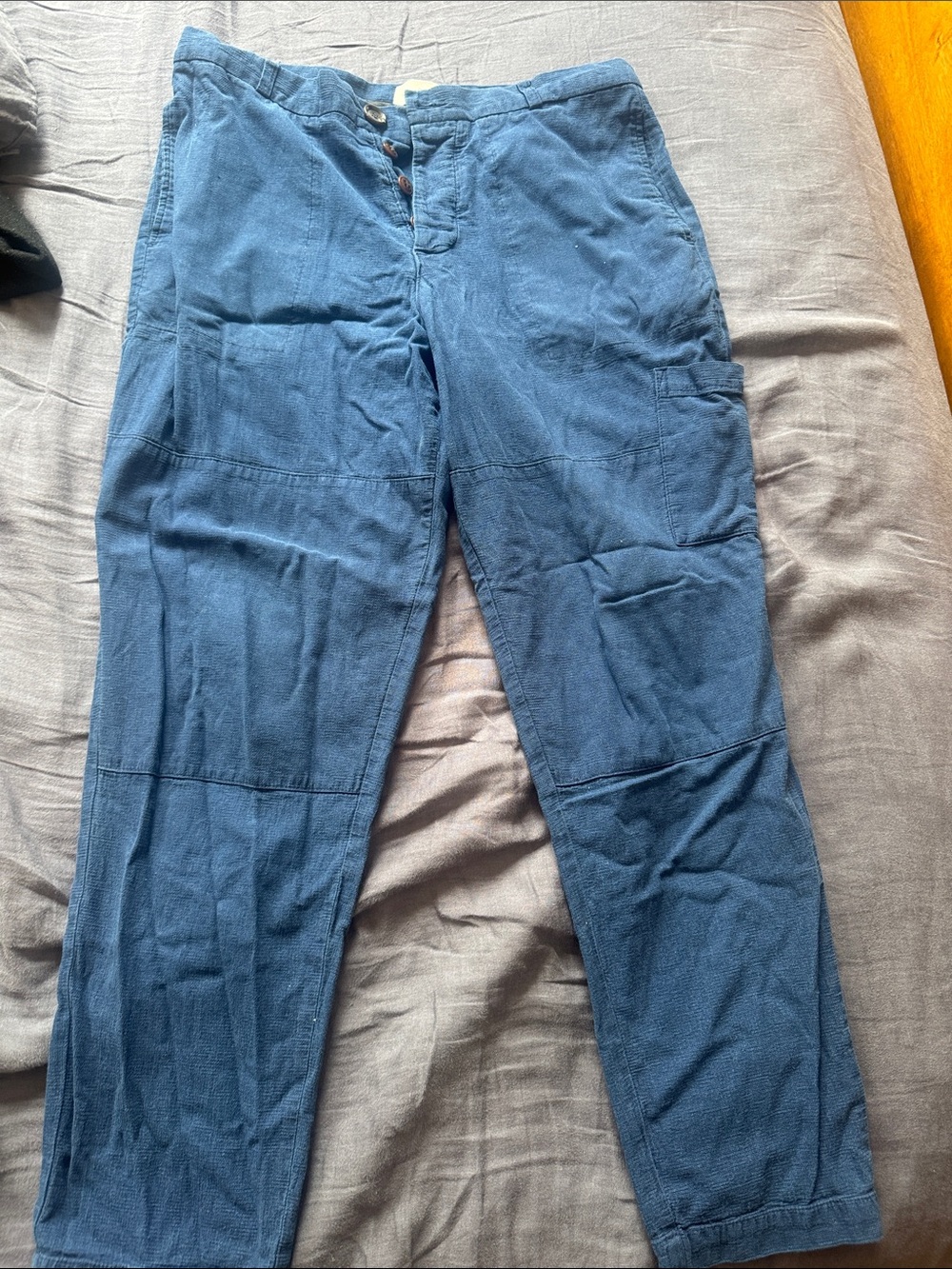 Oliver Spencer Navy Blue Cotton Cargo Trousers